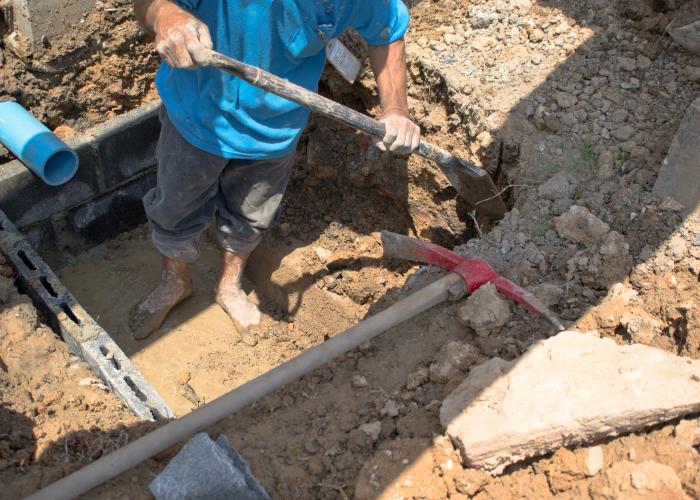 foundation repairs are being conducted to address structural issues.
